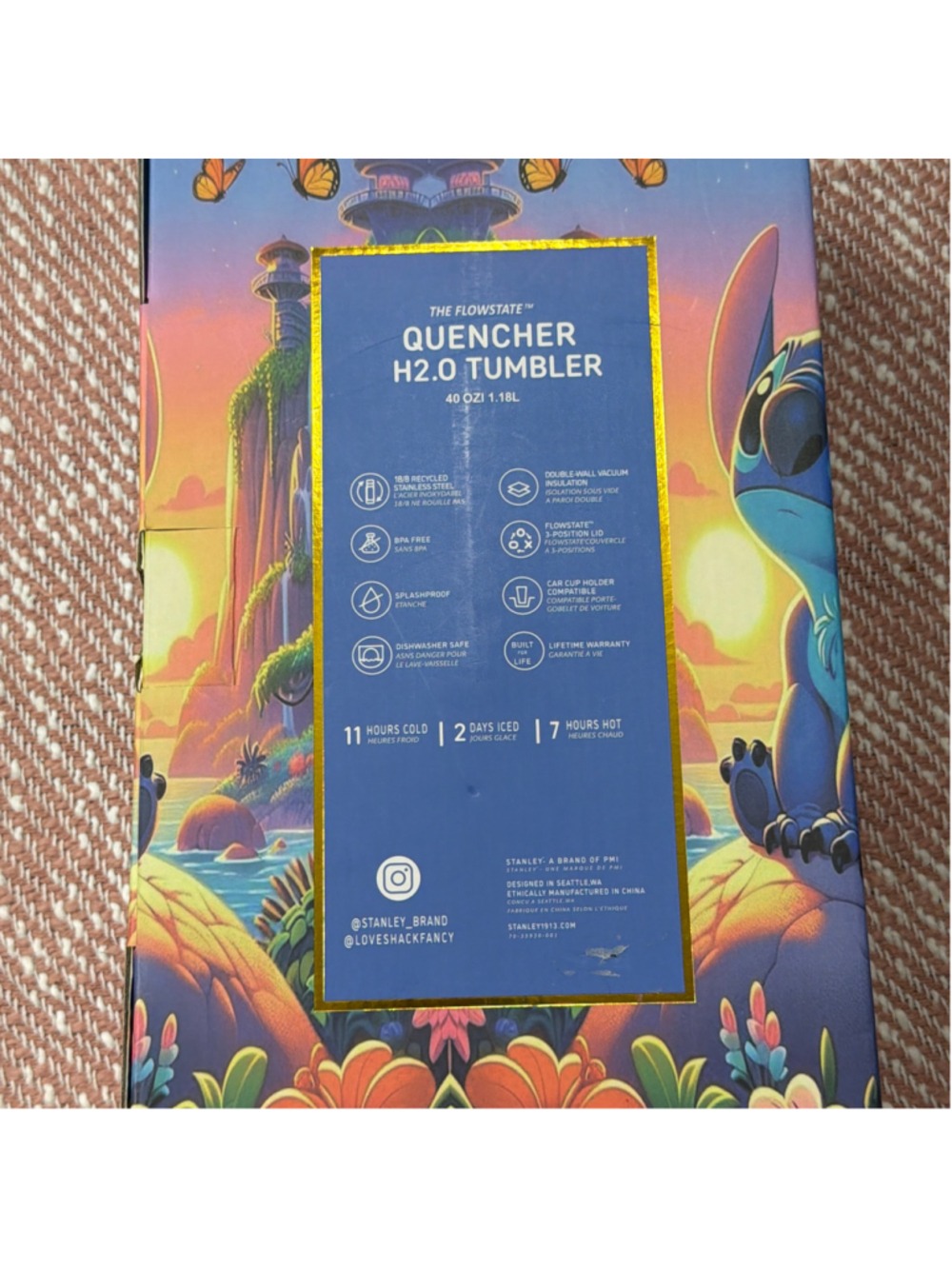 Stitch Stanley x LoveShackFancy Stitch Quencher H2.0 Tumbler 40oz - Picture 6 of 6